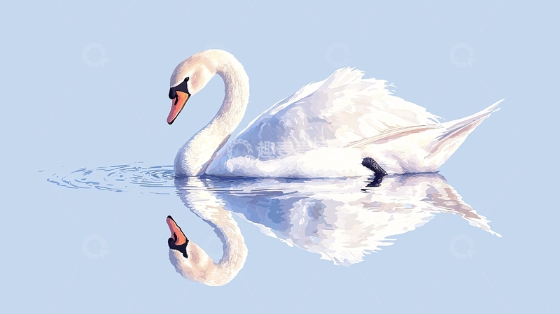 高清大图下载【趣麦麦图】优雅的白天鹅水面倒影