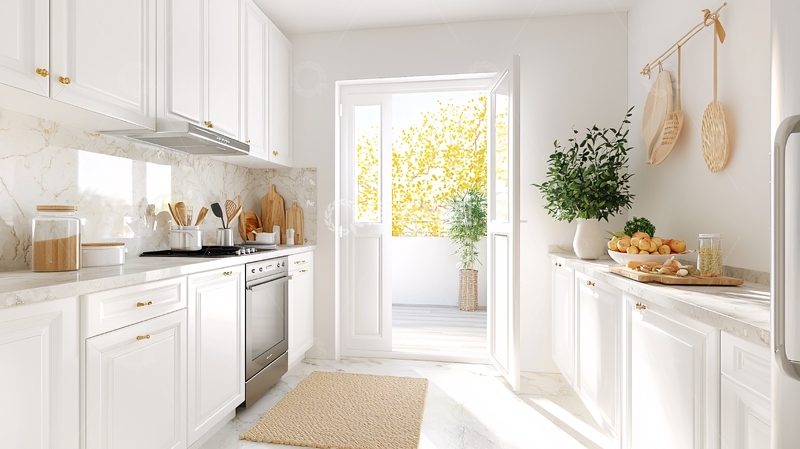 高清大图下载【趣麦麦图】明亮温馨的白色厨房