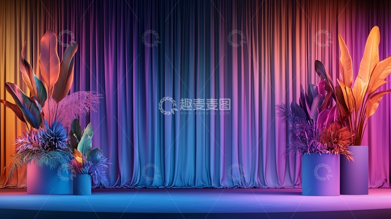 高清大图下载【趣麦麦图】舞台背景植物装饰场景