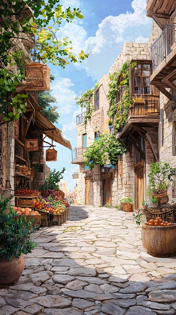 中世纪石镇市场街道