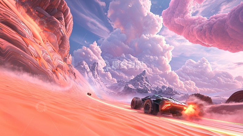 高清大图下载【趣麦麦图】未来沙漠赛车竞速
