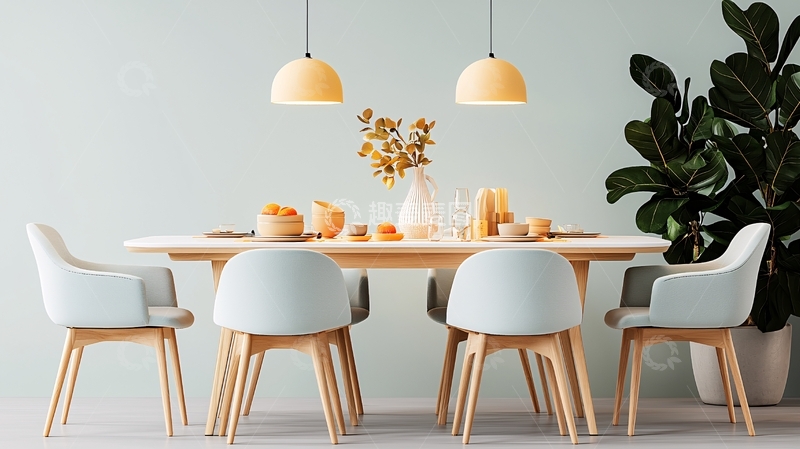 高清大图下载【趣麦麦图】现代简约餐桌椅组合设计