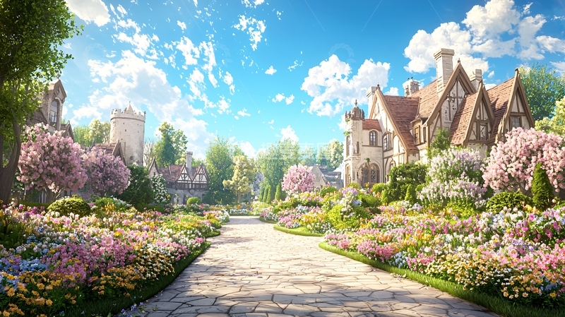 高清大图下载【趣麦麦图】童话般的花园别墅小路