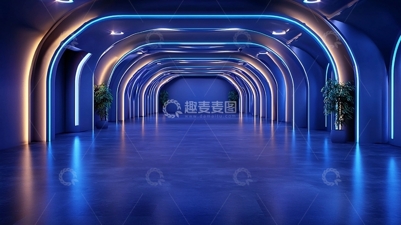 高清大图下载【趣麦麦图】未来感走廊灯光设计