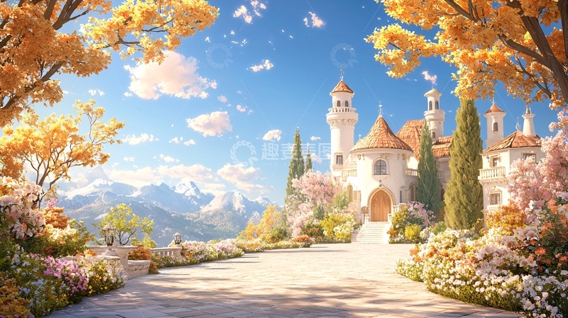 高清大图下载【趣麦麦图】童话城堡秋日景色