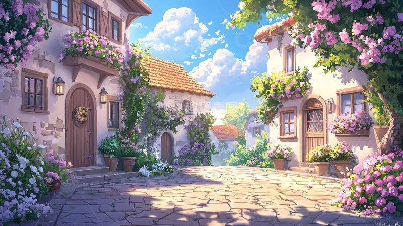 高清大图下载【趣麦麦图】唯美小镇街道场景