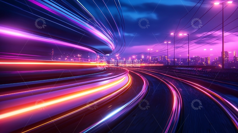高清大图下载【趣麦麦图】霓虹夜景动态光轨