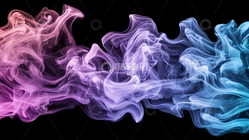 高清大图下载【趣麦麦图】粉蓝渐变烟雾在黑色背景
