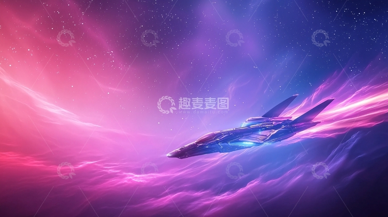 高清大图下载【趣麦麦图】星际飞船穿越梦幻星云