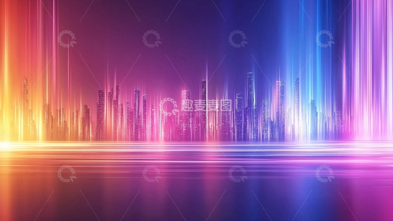 高清大图下载【趣麦麦图】未来城市霓虹光效背景