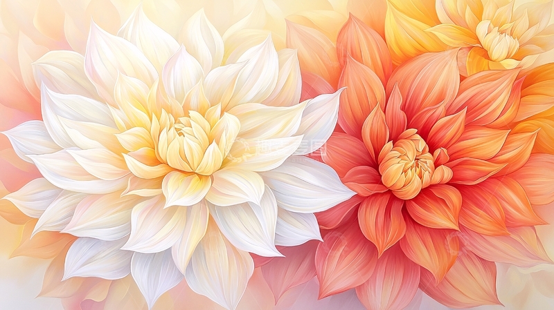 高清大图下载【趣麦麦图】两朵盛开的大丽花