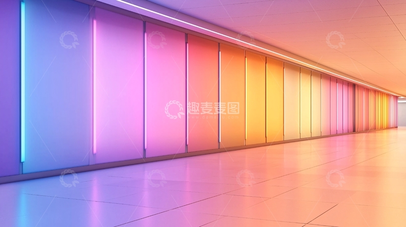 高清大图下载【趣麦麦图】彩虹色光影走廊