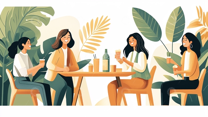 高清大图下载【趣麦麦图】朋友聚会喝饮料聊天