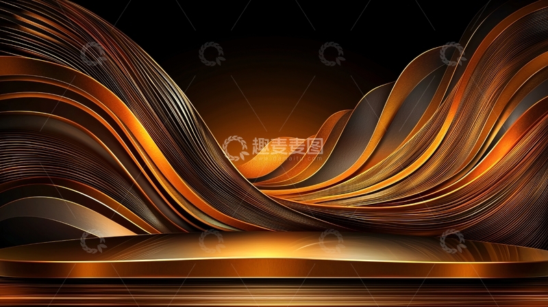 高清大图下载【趣麦麦图】金色波浪抽象背景