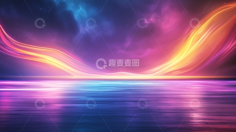 高清大图下载【趣麦麦图】梦幻星空海景背景图