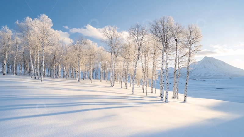 高清大图下载【趣麦麦图】雪地树林阳光明媚