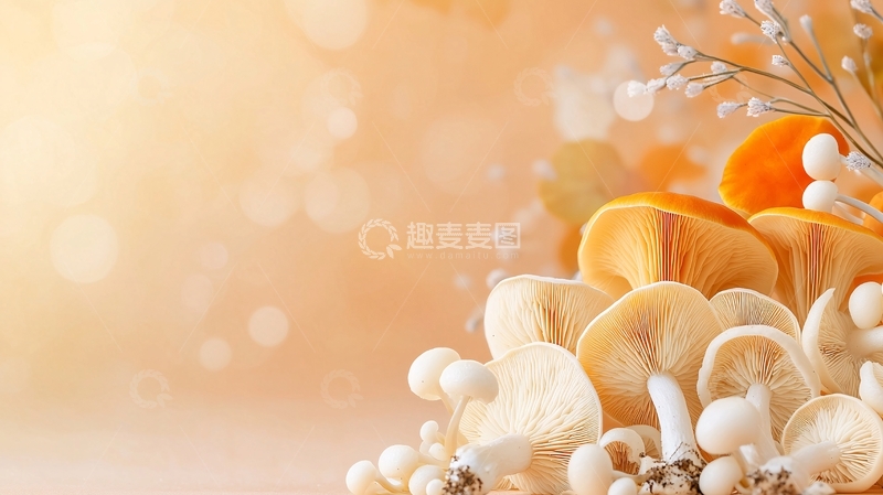 高清大图下载【趣麦麦图】米黄色蘑菇静物特写