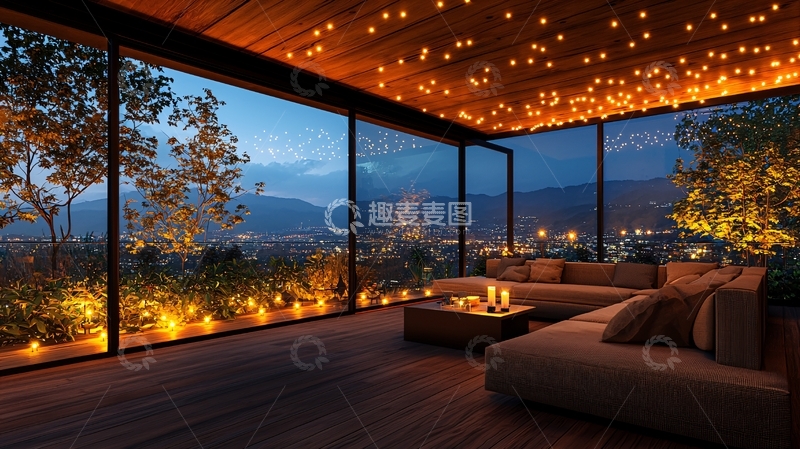 高清大图下载【趣麦麦图】夜景露台客厅设计