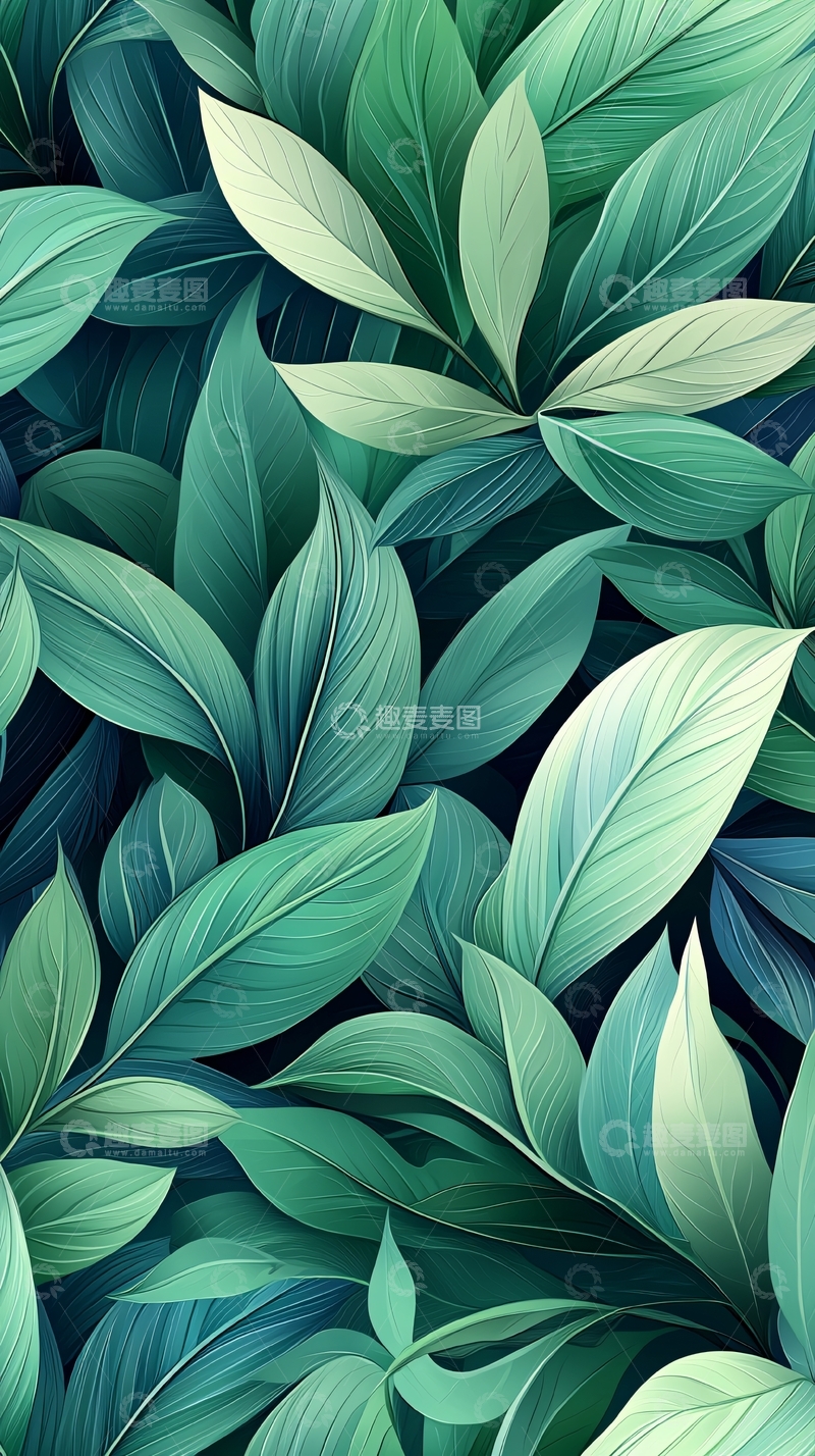 高清大图下载【趣麦麦图】绿色植物叶子背景图