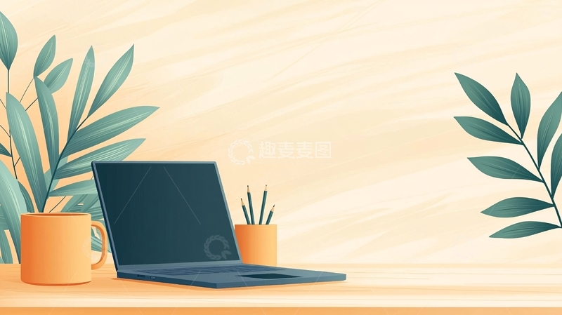 高清大图下载【趣麦麦图】简约办公桌植物背景图