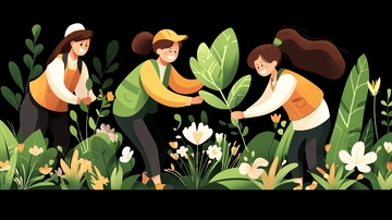 植树节人物场景