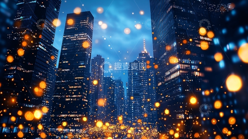 高清大图下载【趣麦麦图】夜幕下的灯火辉煌城市