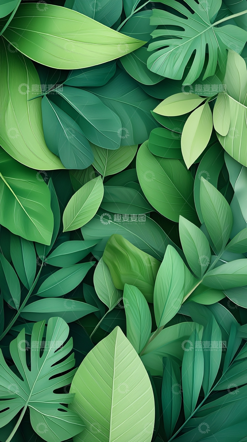 高清大图下载【趣麦麦图】热带植物叶子背景图