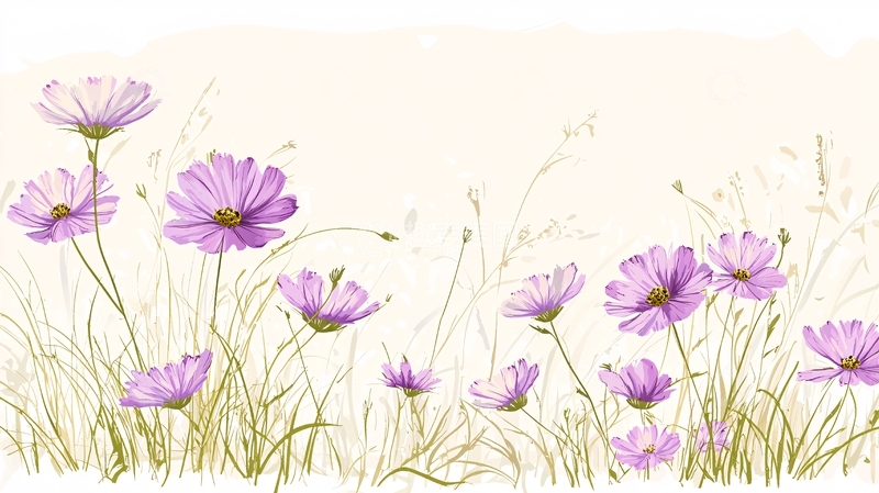 高清大图下载【趣麦麦图】淡紫色花朵清新田园背景