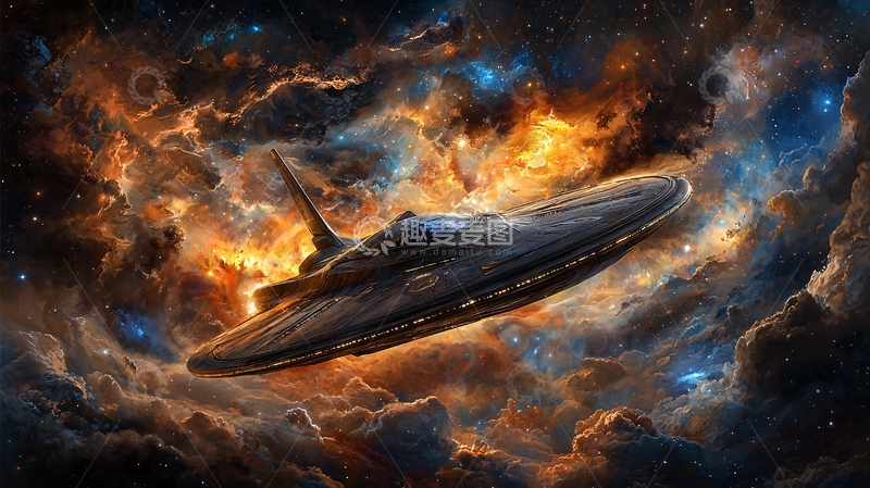 高清大图下载【趣麦麦图】星际飞船穿越星云