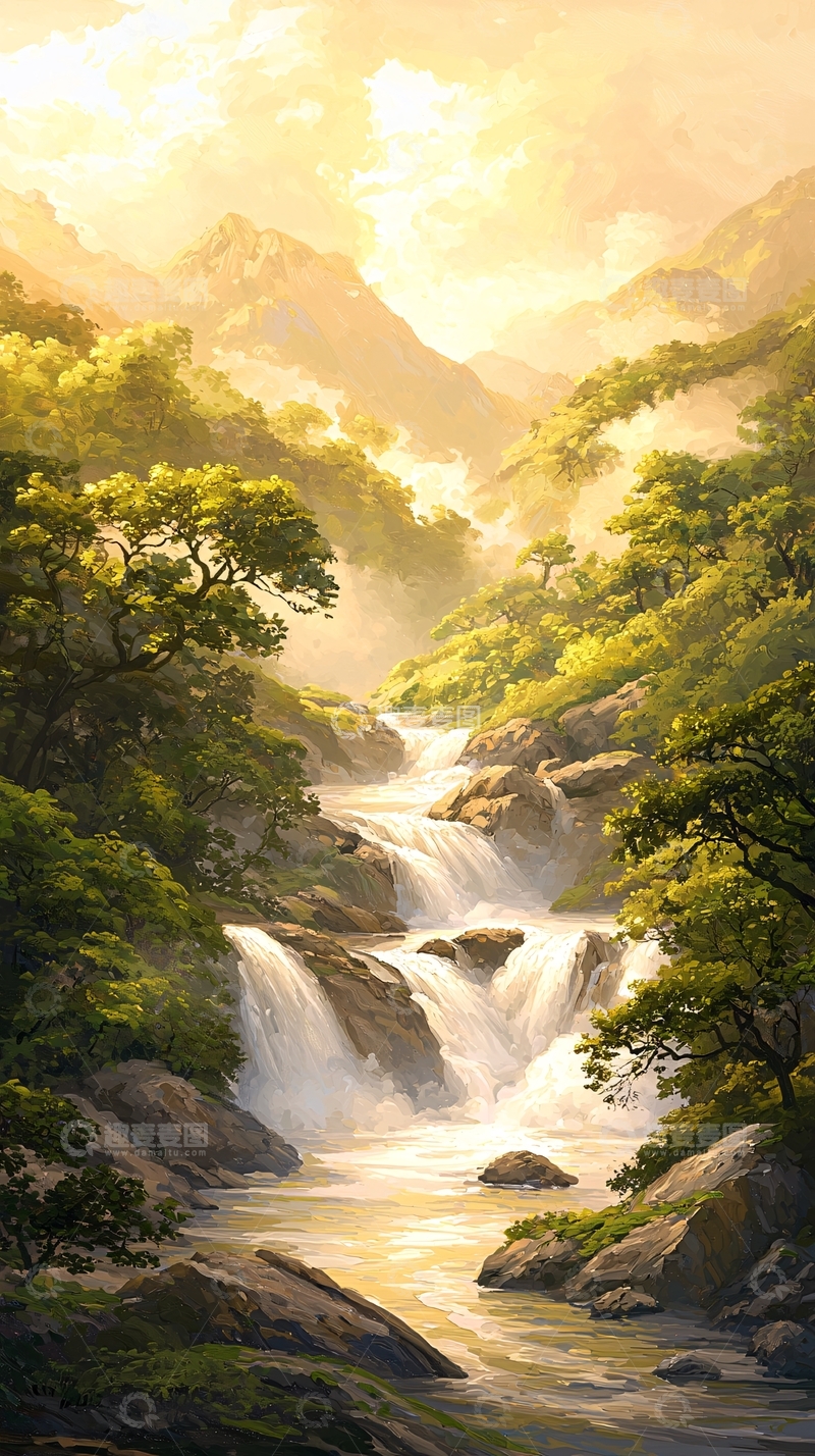 高清大图下载【趣麦麦图】山间瀑布自然风光