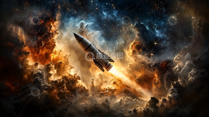 高清大图下载【趣麦麦图】星际火箭发射场景