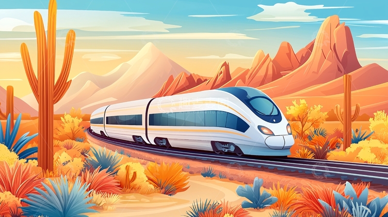 高清大图下载【趣麦麦图】沙漠中的白色列车