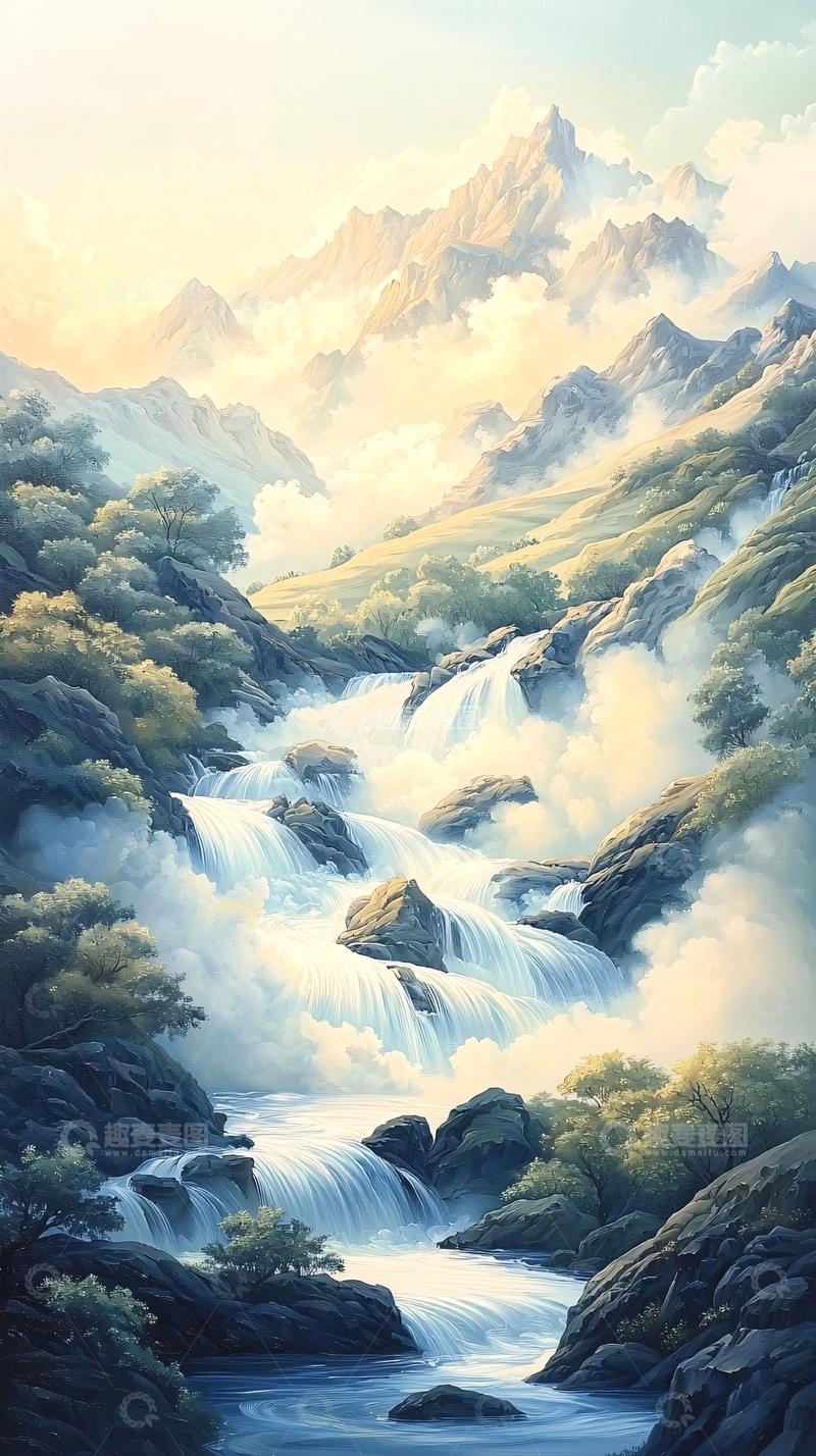 高清大图下载【趣麦麦图】山间瀑布美景