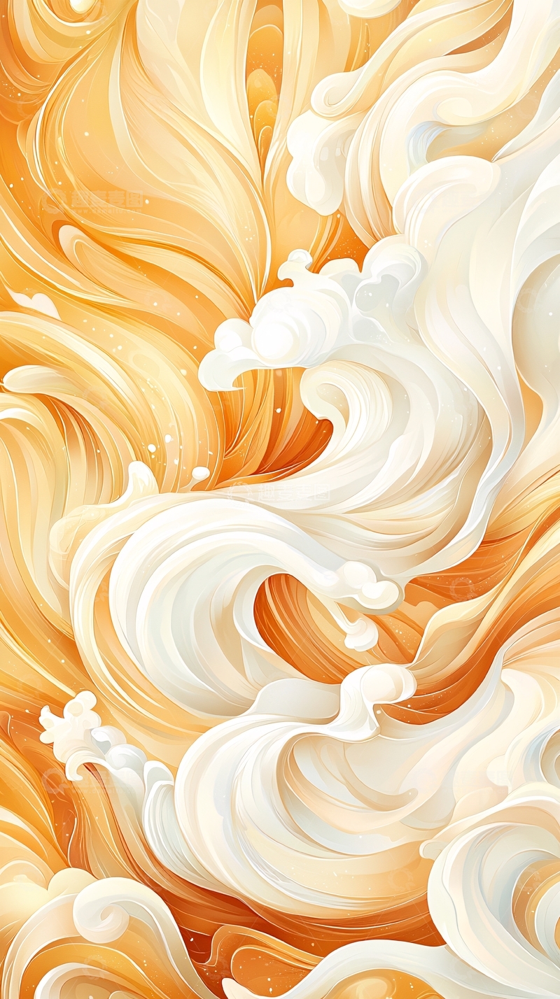 高清大图下载【趣麦麦图】金色波浪抽象艺术背景