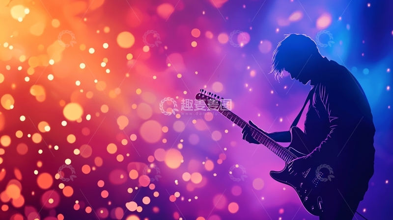 高清大图下载【趣麦麦图】吉他手剪影高清图片