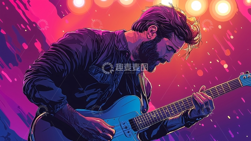 高清大图下载【趣麦麦图】吉他手在舞台上表演