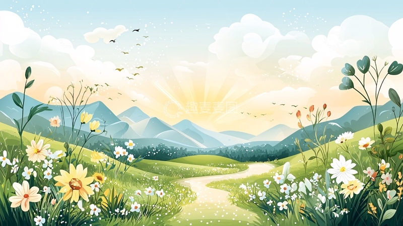 高清大图下载【趣麦麦图】阳光明媚的田园风光