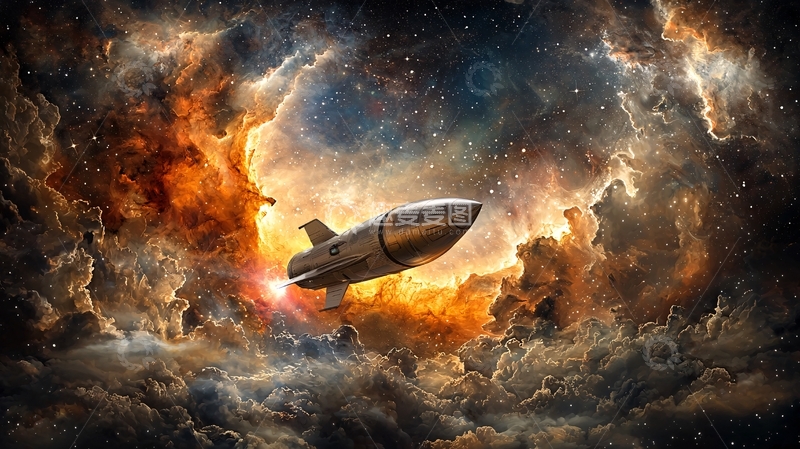 高清大图下载【趣麦麦图】星际飞船穿越星云