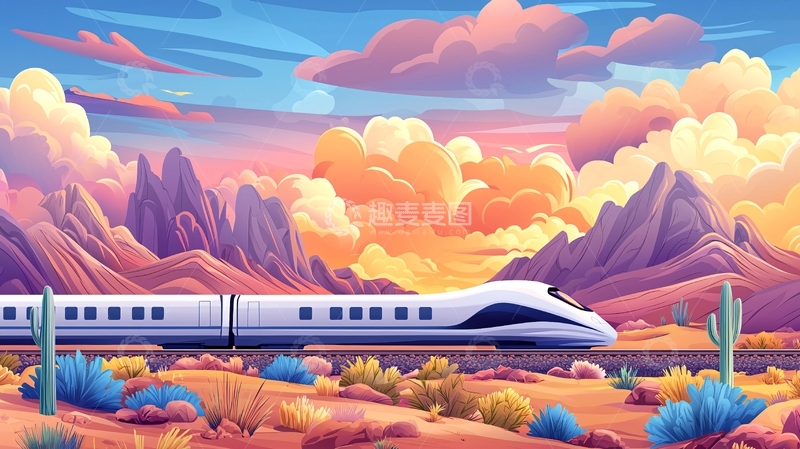 高清大图下载【趣麦麦图】沙漠高速列车