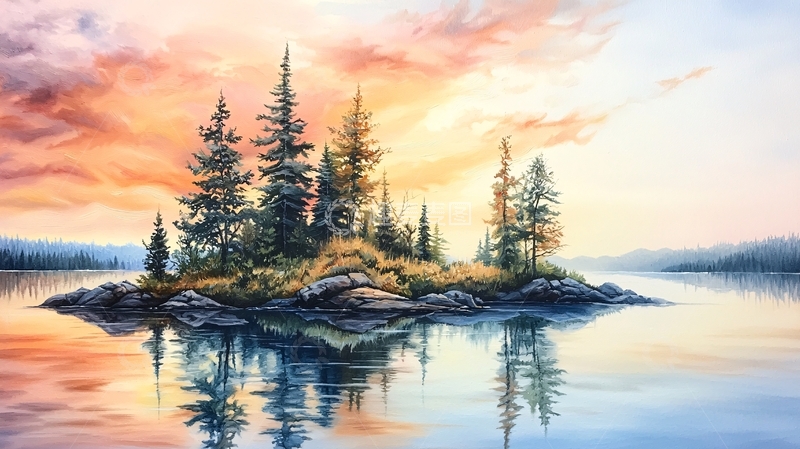 高清大图下载【趣麦麦图】秋日湖畔静谧风景