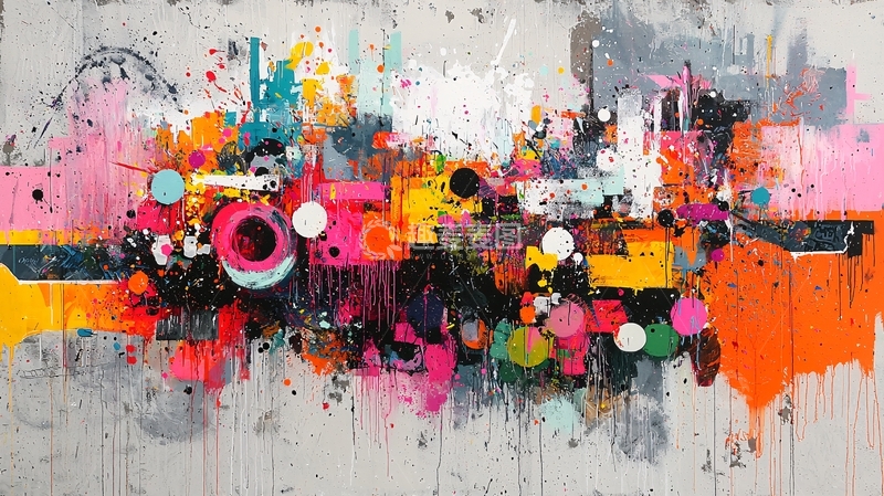 高清大图下载【趣麦麦图】抽象色彩泼洒艺术画