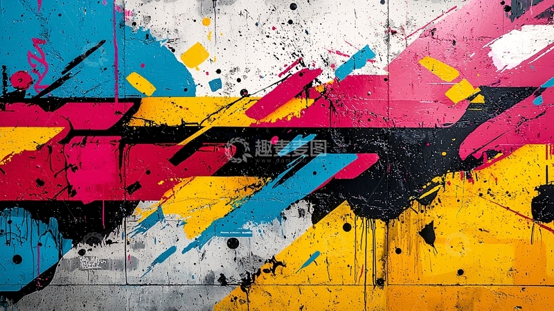 高清大图下载【趣麦麦图】抽象涂鸦艺术墙背景