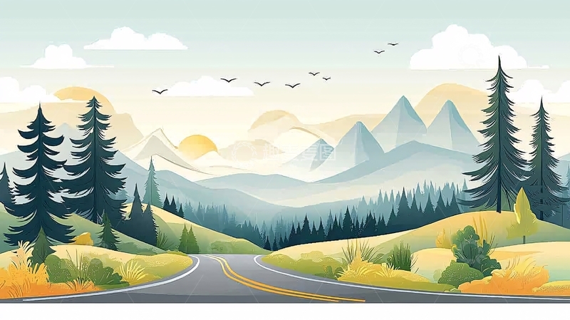 高清大图下载【趣麦麦图】清新山水风景道路