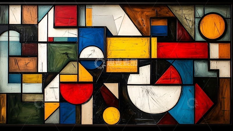 高清大图下载【趣麦麦图】抽象几何拼接艺术画