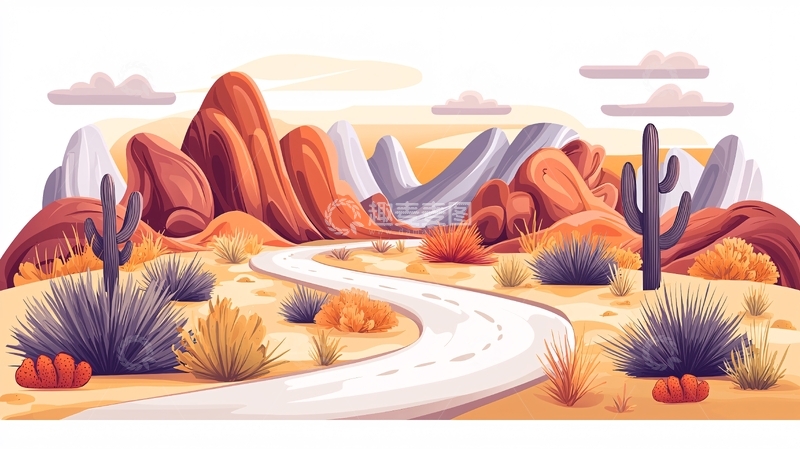 高清大图下载【趣麦麦图】卡通沙漠景观