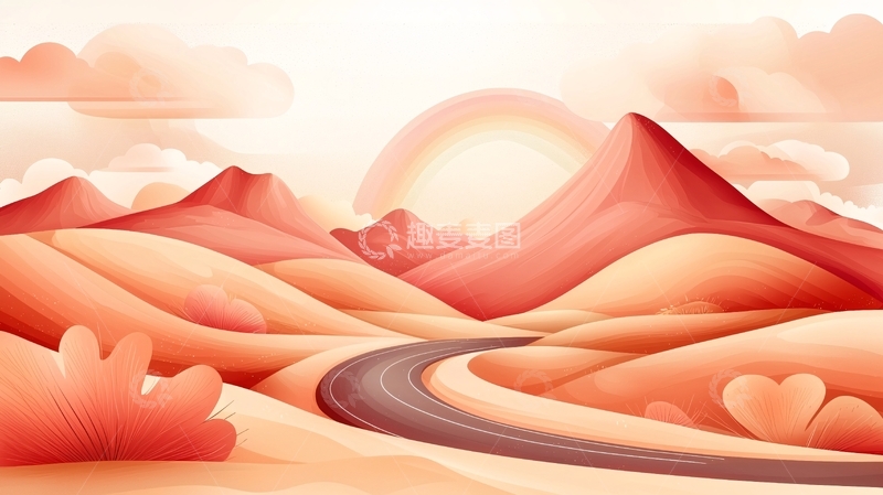 高清大图下载【趣麦麦图】红色山脉日出