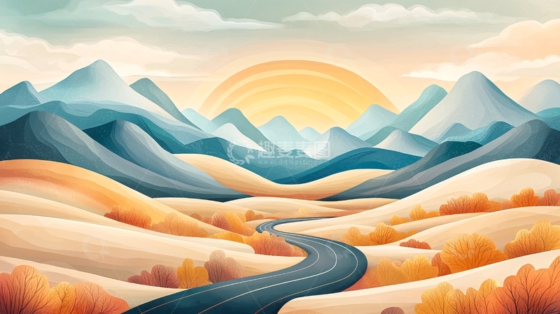 高清大图下载【趣麦麦图】金色山谷蜿蜒小路