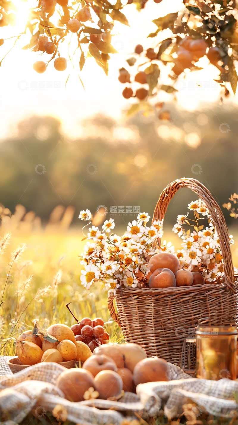 高清大图下载【趣麦麦图】秋日果园野餐篮子