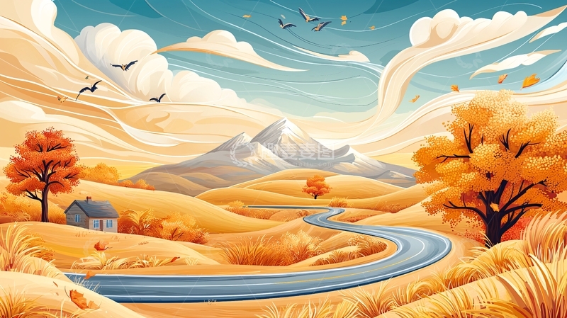 高清大图下载【趣麦麦图】秋季山水公路风景