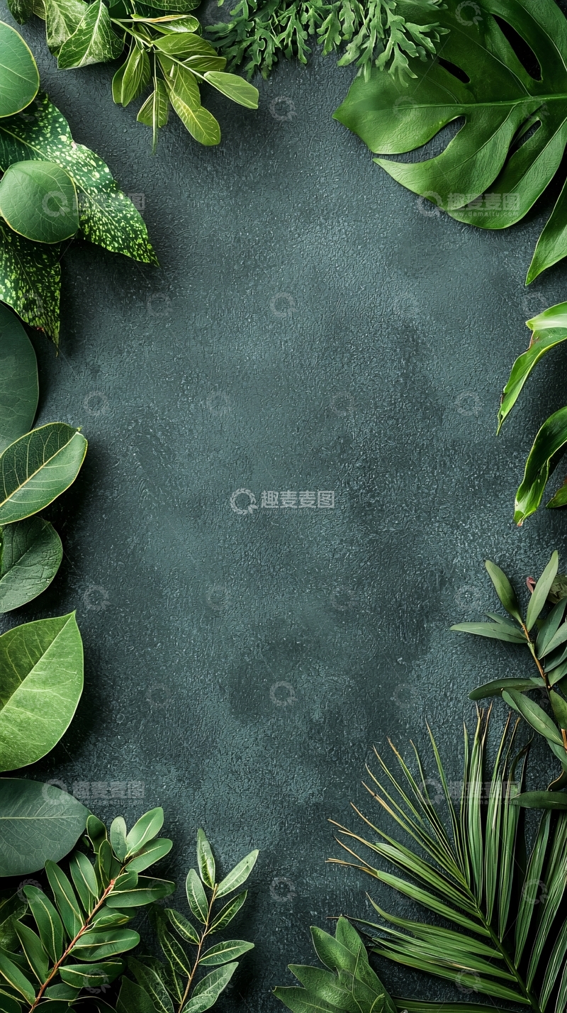 高清大图下载【趣麦麦图】绿色植物边框背景素材